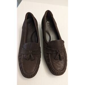 SAS Women's Taylor tassel loafers brown suede shoes, size US 8 M
